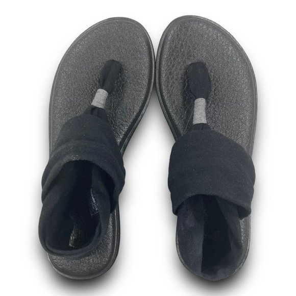 Sanuk Yoga Sling 2 Comfort Thong Sandals SWS10001 Slip On Triple Black Women 7 - Picture 7 of 9